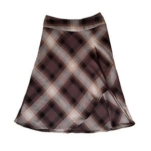 East 5th Brown Plaid Midi Skirt